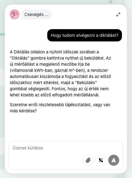 A Verbo chat widget kollapszált és kibővített állapota